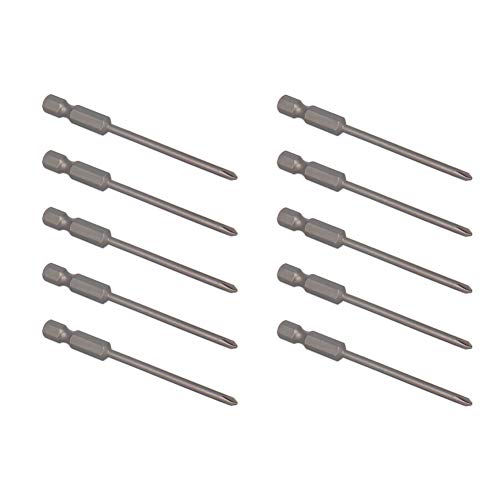 Utoolmart PH0 magnetische Phillips-Schraubendreher-Bits, 3 mm, 1/4-Zoll-Sechskantschaft, 75 mm Länge, S2-Elektrowerkzeug, 10 Stück von Utoolmart