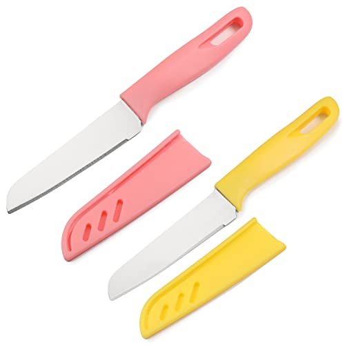 Utoolmart Professionelles Obstmesser, kleines Schälmesser, rechteckige Edelstahlklinge mit Holzgriff und rechteckiger Hülle für Küche und Außenbereich Portable Knife von Utoolmart