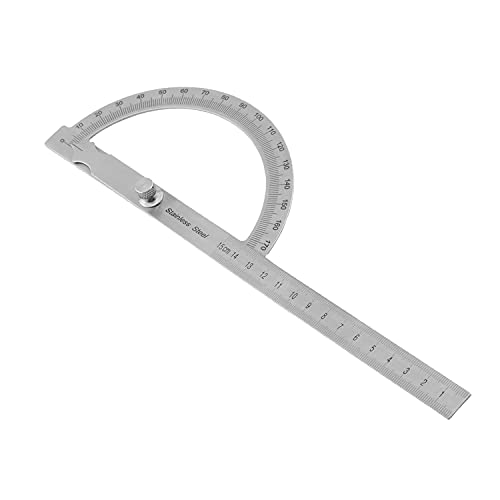 Utoolmart Winkelmesser aus Edelstahl, 180 Grad, runder Kopf, Winkelmesser mit 150 mm verstellbarem Arm für Holzarbeiten, Zeichnen, 1 Stück von Utoolmart