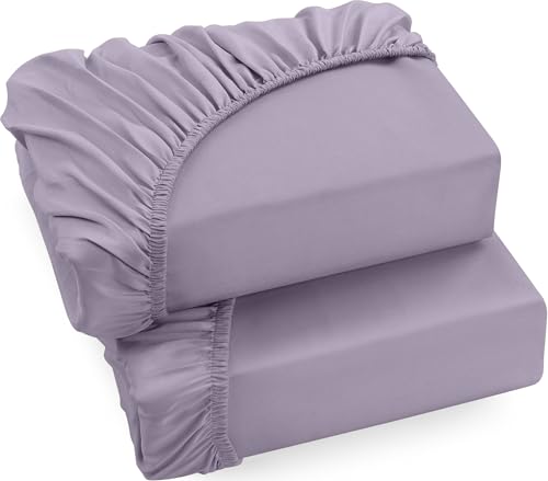 Utopia Bedding - 2er Set Spannbettlaken 140x200cm - Lavendel - Gebürstete Mikrofaser Spannbetttuch - 35 cm Tiefe Tasche von Utopia Bedding