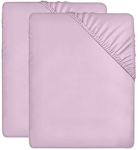 Utopia Bedding - 2er Set Spannbettlaken 160x200cm - Lavendel - Gebürstete Mikrofaser Spannbetttuch - 35 cm Tiefe Tasche von Utopia Bedding