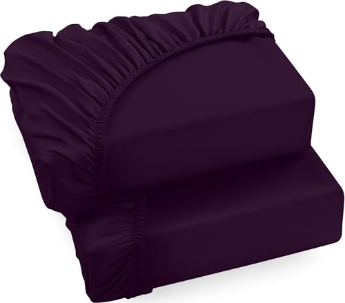 Utopia Bedding - 2er Set Spannbettlaken 90x200cm - Lila - Gebürstete Mikrofaser Spannbetttuch - 35 cm Tiefe Tasche von Utopia Bedding