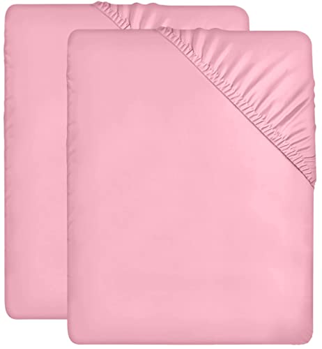 Utopia Bedding - 2er Set Spannbettlaken 90x200cm - Rosa - Gebürstete Mikrofaser Spannbetttuch - 35 cm Tiefe Tasche von Utopia Bedding