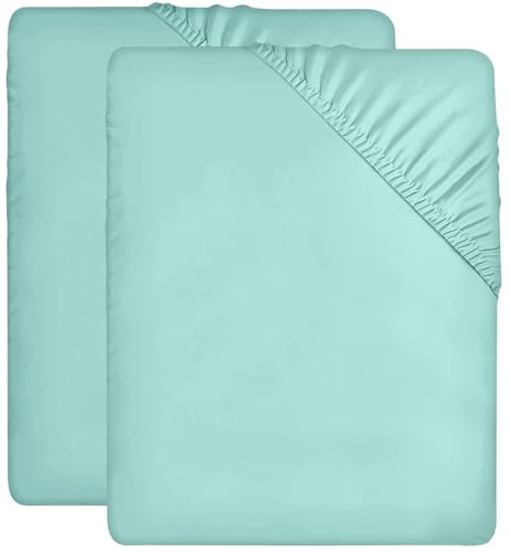 Utopia Bedding - 2er Set Spannbettlaken 90x200cm - Spa Blau - Gebürstete Mikrofaser Spannbetttuch - 35 cm Tiefe Tasche von Utopia Bedding