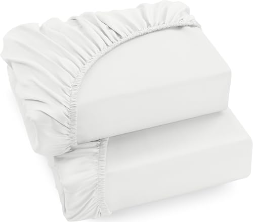 Utopia Bedding - 2er Set Spannbettlaken 90x200cm - Weiß - Gebürstete Mikrofaser Spannbetttuch - 35 cm Tiefe Tasche von Utopia Bedding
