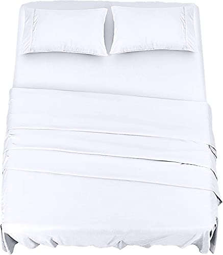 Utopia Bedding Bettlaken Set (4 Teilige, Weiß) - Polyester Microfaser, 1 Spannbettlaken 135x190cm, 1 Bettlaken 225x255cm und 2 Kissenbezüge 50x75cm von Utopia Bedding