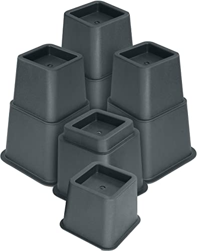 Utopia Bedding - 8 stuks Hoogwaardige verstelbare meubelverhogers (4 Hoog en 4 Kort) - Sterke ruimtebesparende verhoger - bedverhoger, tafelverhoger, stoelverhoger, bankverhoger (8 tot 20cm) (Grijs) von Utopia Bedding
