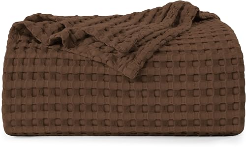 Utopia Bedding Baumwoll-Waffeldecke, 300 g/m², Braun – 228 x 274 cm, weiche, leichte, atmungsaktive Bettdecke, King-Size-Bett, für alle Jahreszeiten von Utopia Bedding