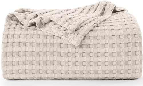 Utopia Bedding Baumwoll-Waffeldecke, 300 g/m² (Khaki – 228 x 183 cm), weiche, leichte, atmungsaktive Bettdecke, Doppelbettgröße, für jedes Bett für alle Jahreszeiten von Utopia Bedding