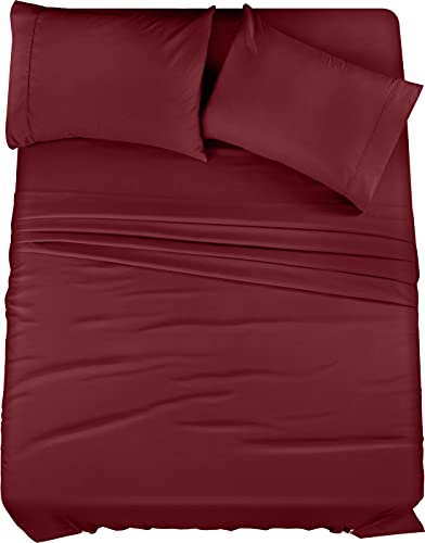 Utopia Bedding Bed Sheet Set - 4 Piece Queen Bedding - Soft Brushed Microfiber Fabric - Shrinkage & Fade Resistant - Easy Care (Queen, Burgundy) von Utopia Bedding