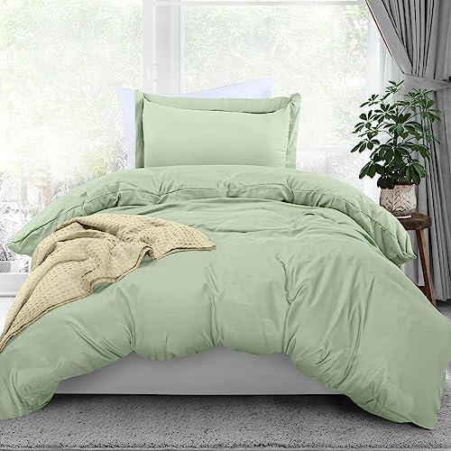 Utopia Bedding Bettbezug für Doppelbett, 1 Bettbezug mit 1 Kissenbezug, 2-teiliger Bettbezug mit Reißverschluss, weich gebürstete Mikrofaser, 172 x 228 cm (Doppelbett, Größe XL, Salbei) von Utopia Bedding
