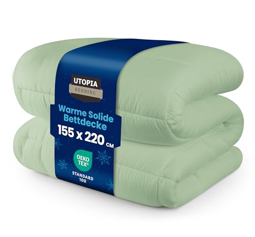 Utopia Bedding Bettdecke 155 x 220 cm, Zudecke 370 GSM Füllung, Plüsch-Bettdecke, Ganzjahresdecke, Gesteppte Steppdecke, Alternativ-Bettdecke, Super Weiche Kuschelige (Salbei Grün) von Utopia Bedding