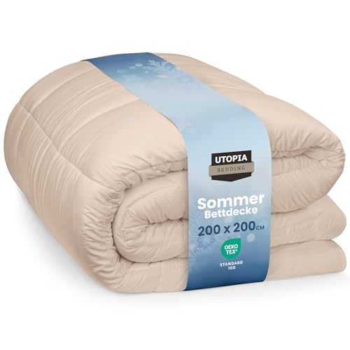 Utopia Bedding Bettdecke 200 x 200 cm, Ganzjahres-Bettdecke, Leichte Bettdecke mit Polyesterfüllung, Mikrofaser Schlafdecke (Beige) von Utopia Bedding