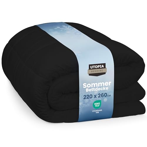 Utopia Bedding Bettdecke 220 x 260 cm, Ganzjahres-Bettdecke, Leichte Bettdecke mit Polyesterfüllung, Mikrofaser Schlafdecke (Schwarz) von Utopia Bedding