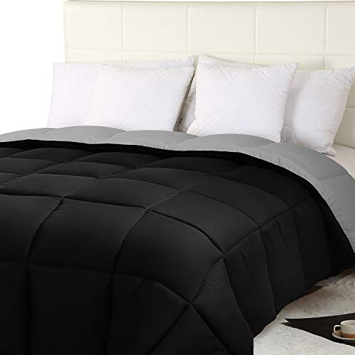 Utopia Bedding Bettdecke 230x260 cm, Mikrofaser-Wendebettdecke, Steppdecke mit Hohlfaserfüllung (Grau/Schwarz) von Utopia Bedding