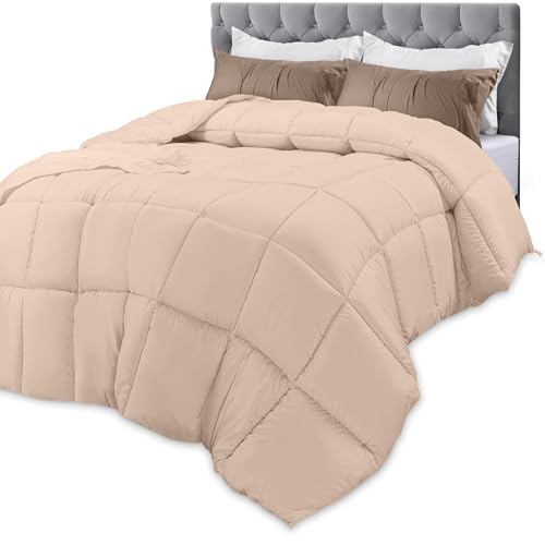 Utopia Bedding Bettdecken für Doppelbett, Ganzjahres-Bettwäsche, Daunen-Alternative, kastengenähte Bettdecke mit Ecklaschen, maschinenwaschbar (Beige) von Utopia Bedding