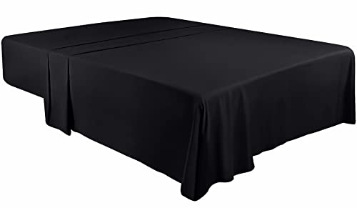 Utopia Bedding - Bettlaken ohne Gummizug - Betttuch 266 x 259 cm - Laken für Bett 150 x 200 cm - Flaches Blatt weiche gebürstete Mikrofaser - Schwarz von Utopia Bedding