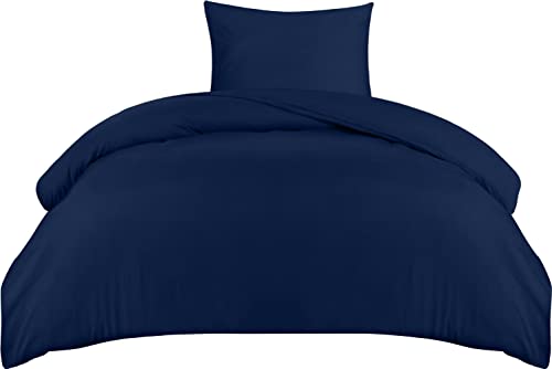 Utopia Bedding Bettwäsche 135x200 Set - Mikrofaser Bettbezug 135x200 cm + 1 Kissenbezug 50x75 cm - Marineblau von Utopia Bedding