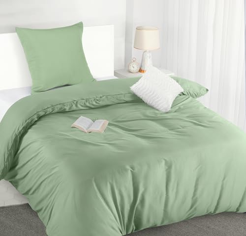 Utopia Bedding Bettwäsche 135x200 Set - Mikrofaser Bettbezug 135x200 cm + 1 Kissenbezug 80x80 cm - Salbeigrün von Utopia Bedding