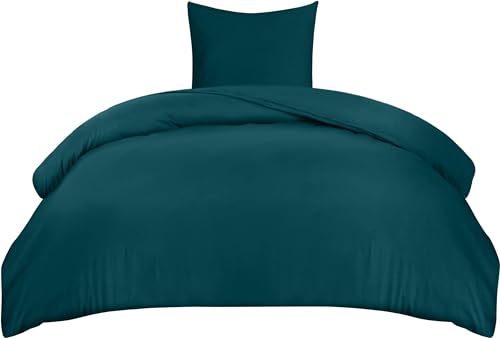 Utopia Bedding Bettwäsche 135x200 Set - Mikrofaser Bettbezug 135x200 cm + 1 Kissenbezug 80x80 cm - Blaugrün von Utopia Bedding