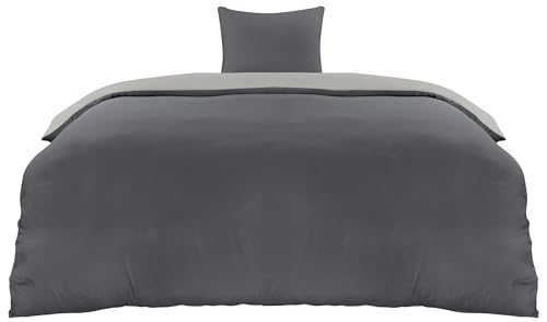 Utopia Bedding Bettwäsche 135x200 Set - Mikrofaser Bettbezug 135x200 cm + 1 Kissenbezug 80x80 cm - Dunkelgrau/Hellgrau von Utopia Bedding