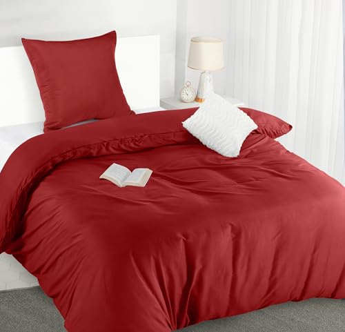 Utopia Bedding Bettwäsche 135x200 Set - Mikrofaser Bettbezug 135x200 cm + 1 Kissenbezug 80x80 cm - Rot von Utopia Bedding