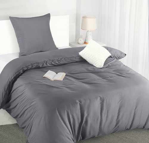 Utopia Bedding Bettwäsche 140x200 Set - Mikrofaser Bettbezug 140x200 cm + 1 Kissenbezug 65x65 cm - Grau Utopia Bedding Bettwäsche 140x200 Set - Mikrofaser Bettbezug 140x200 cm + 1 Kissenbezug 65x65 cm - Grau von Utopia Bedding