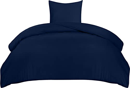 Utopia Bedding Bettwäsche 140x200 Set - Mikrofaser Bettbezug 140x200 cm + 1 Kissenbezug 65x65 cm - Marineblau von Utopia Bedding