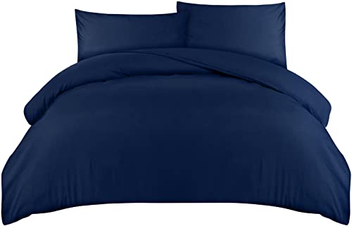 Utopia Bedding Bettwäsche 200x200 Set - Mikrofaser Bettbezug 200x200 cm + 2 Kissenbezüge 50x75 cm - Marineblau von Utopia Bedding