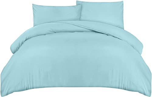 Utopia Bedding Bettwäsche 200x200 Set - Mikrofaser Bettbezug 200x200 cm + 2 Kissenbezüge 50x75 cm - Spa blau von Utopia Bedding