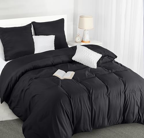 Utopia Bedding Bettwäsche 200x200 Set - Mikrofaser Bettbezug 200x200 cm + 2 Kissenbezüge 80x80 cm - Schwarz von Utopia Bedding