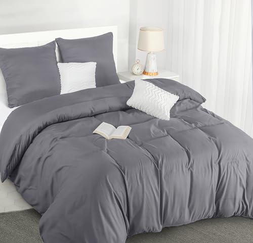 Utopia Bedding Bettwäsche 200x220 Set - Mikrofaser Bettbezug 200x220 cm + 2 Kissenbezüge 80x80 cm - Grau von Utopia Bedding