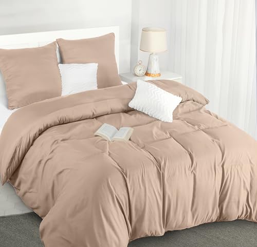 Utopia Bedding Bettwäsche 220x240 Set - Mikrofaser Bettbezug 240x220 cm + 2 Kissenbezüge 65x65 cm - Beige von Utopia Bedding