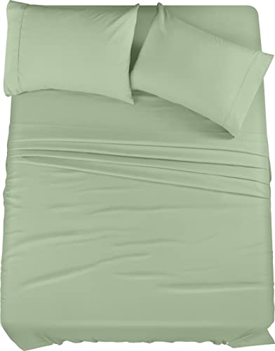 Utopia Bedding Bettwäsche-Set – 4-teiliges Bettwäsche-Set – gebürstete Mikrofaser – schrumpffrei und lichtbeständig – pflegeleicht (voll, Salbei) von Utopia Bedding