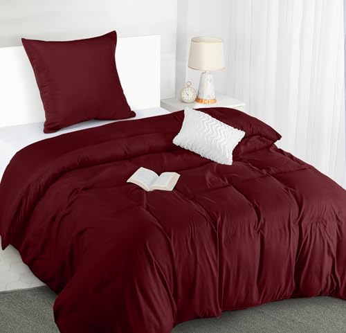 Utopia Bedding Bettwäsche 135x200 Set - Mikrofaser Bettbezug 135x200 cm + 1 Kissenbezug 80x80 cm - Burgund von Utopia Bedding