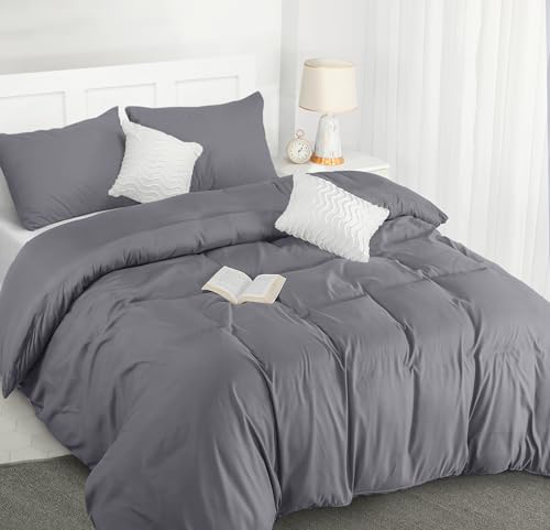 Utopia Bedding Bettwäsche 200x200 Set - Mikrofaser Bettbezug 200x200 cm + 2 Kissenbezüge 50x75 cm - Grau von Utopia Bedding