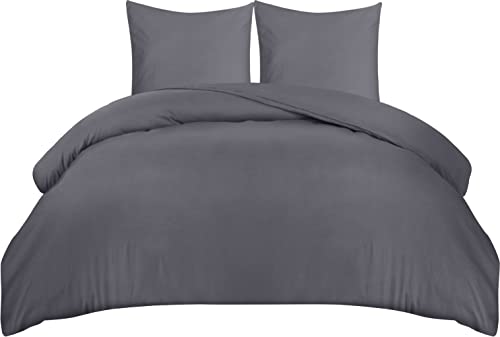 Utopia Bedding Bettwäsche Set - Mikrofaser Bettbezug 260x240 cm + 2 Kissenbezüge 65x65 cm - Grau von Utopia Bedding