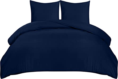 Utopia Bedding Bettwäsche 220x240 Set - Mikrofaser Bettbezug 240x220 cm + 2 Kissenbezüge 65x65 cm - Marineblau von Utopia Bedding