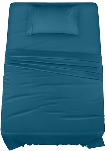 Utopia Bedding Bettwäsche-Set für Doppelbetten – 3-teiliges Bettwäsche-Set – gebürstete Mikrofaser – schrumpffrei und lichtbeständig – pflegeleicht (Doppelbett, Jeansblau) von Utopia Bedding