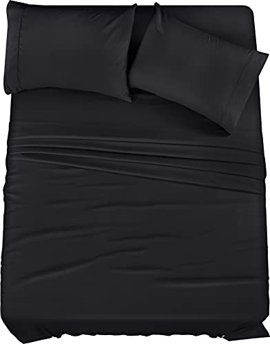 Utopia Bedding Bettwäscheset, 4-teilig, gebürstete Mikrofaser, schrumpft und lichtbeständig, pflegeleicht (Voll, Schwarz) von Utopia Bedding