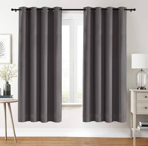 Utopia Bedding Verdunkelungsvorhänge mit Ösen thermovorhang 2er Set [132x160 cm, Grau] wärme und kälteisolierende und schalldämmende Vorhang Blickdicht für Wohnzimmer, Schlafzimmer & Büro von Utopia Bedding