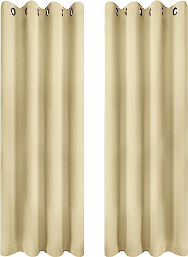 Utopia Bedding Verdunkelungsvorhänge mit Ösen thermovorhang 2er Set [140x245 cm, Beige] wärme und kälteisolierende und schalldämmende Vorhang Blickdicht für Wohnzimmer, Schlafzimmer & Büro von Utopia Bedding