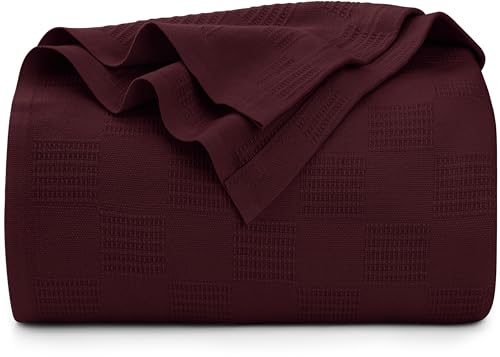 Utopia Bedding Decke aus 100% Baumwolle (Queen-Size-Größe – 228 x 228 cm), 350 g/m², leichte Thermodecke, weiche, atmungsaktive Decke für alle Jahreszeiten, Burgunderrot von Utopia Bedding