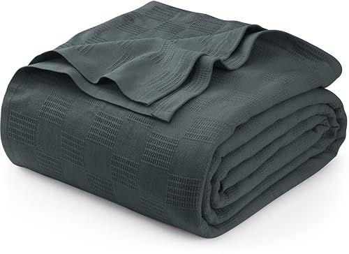 Utopia Bedding Decke aus 100 % Baumwolle (volle Größe – 228 x 213 cm), 350 g/m², leichte Thermodecke, weiche, atmungsaktive Decke für alle Jahreszeiten, Rauchgrau von Utopia Bedding