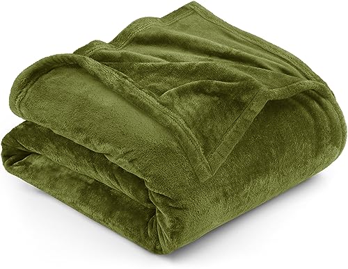 Utopia Bedding Fleecedecke, Doppelbettgröße, 300 g/m², luxuriös, flauschig, weich, antistatisch, Mikrofaser, Bettdecke, 228 x 168 cm, Olivgrün von Utopia Bedding