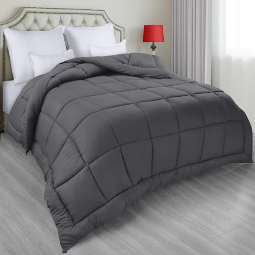 Utopia Bedding Ganzjahres-Daunenalternative Bettdecke, King-Size-Bettdecke, grau, Bettdecke mit Ecklaschen, maschinenwaschbar von Utopia Bedding