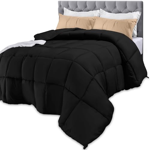 Utopia Bedding Ganzjahresdecke 250 g/m², Plüsch, silikonisierte Faserfüllung, Queen-Size-Größe, gesteppt (Full/Queen, Schwarz) von Utopia Bedding