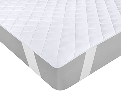 Utopia Bedding Gesteppte Matratzenauflage 150 x 200 cm, Weicher Mikrofaser-Matratzenbezug, Gesteppter Matratzenschoner Mit elastischen Bändern, 4 Eckgummis dehnbar bis zu 38 cm (Weiß) von Utopia Bedding