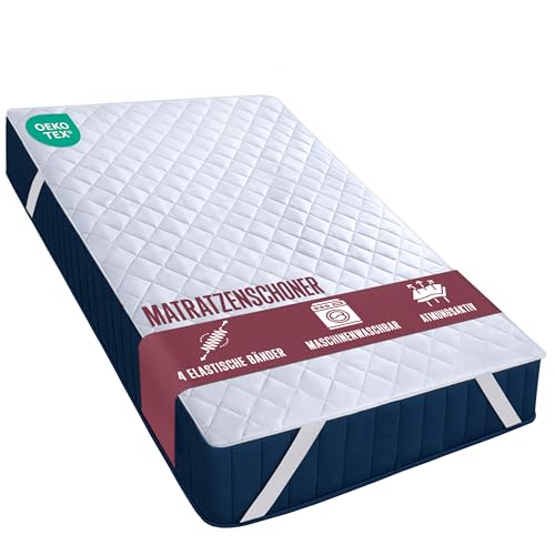 Utopia Bedding Gesteppte Matratzenauflage 180 x 200 cm, Weicher Mikrofaser-Matratzenbezug, Gesteppter Matratzenschoner Mit elastischen Bändern, 4 Eckgummis dehnbar bis zu 38 cm (Weiß) Utopia Bedding Gesteppte Matratzenauflage 180 x 200 cm, Weicher Mikrofaser-Matratzenbezug, Gesteppter Matratzenschoner Mit elastischen Bändern, 4 Eckgummis dehnbar bis zu 38 cm (Weiß) von Utopia Bedding