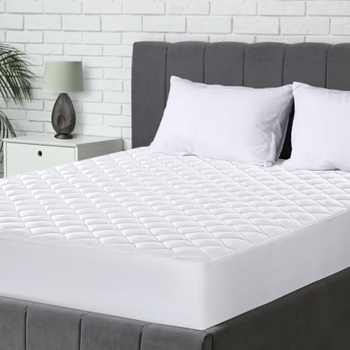 Utopia Bedding Gesteppter Matratzenschoner 122 x 190 cm, Spannmatratzenauflage, Tiefe Tasche Matratzenbezug dehnt Sich bis zu 38 cm (Weiß) von Utopia Bedding